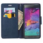 Wholesale Samsung Galaxy Note 4 Diary Flip Leather Wallet Case w Stand and Strap (Hot Pink Blue)